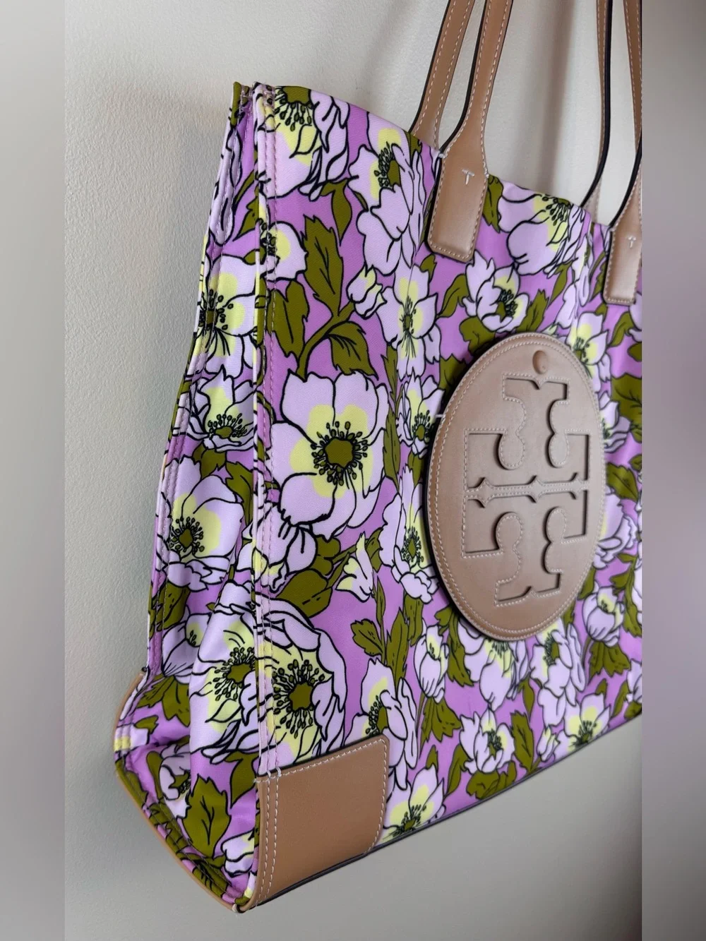 Tory Burch Ella Flower-Print Tote Bag in Aster Pink Flower